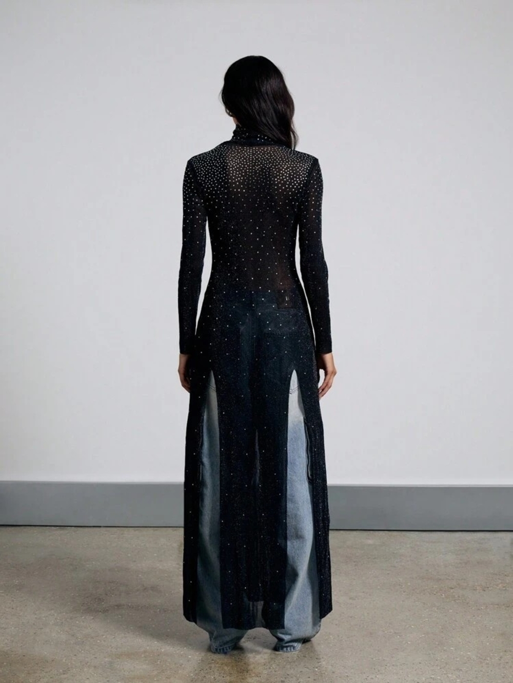 Women’s Black Embellished Rhinestone Split-Panel Tunic🥰 - Picture 2 of 3